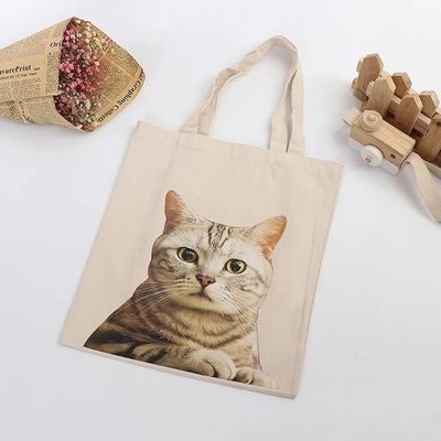 Cute Cat Pattern Canvas Tote Bag riutilizzabile per acquisti e viaggi ecologici