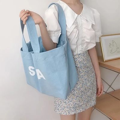 La vita quotidiana scolastica Reutilizzabile Organic Shopping Tote Bag Cotton Canvas Bag con logo personalizzato