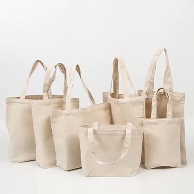 Low MOQ Eco-friendly Bag per la spesa Blank Plain Canvas Cotton Tote Bag con logo personalizzato