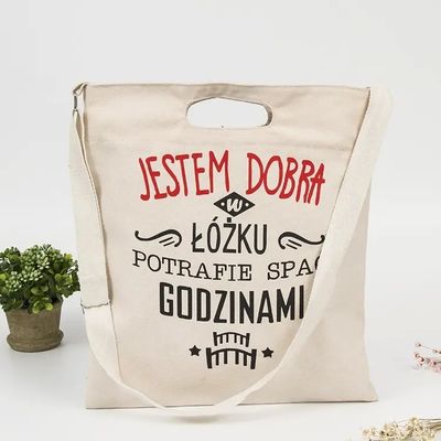 Low MOQ Eco-friendly Bag per la spesa Blank Plain Canvas Cotton Tote Bag con logo personalizzato