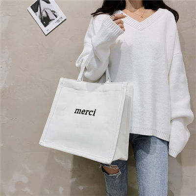 Borsa per acquisti ecologici personalizzata Borsa per messaggeri su tela Borsa da regalo in cotone con grande capacità