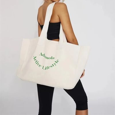 Logo personalizzato Donna grande di dimensioni superiori Festa del fine settimana cotone tela spiaggia regalo shopping borsa da bagno