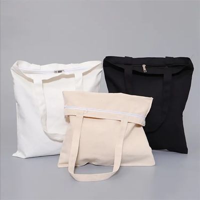 Disegno personalizzato colore naturale 100% di cotone tela sacchetto Tote con cerniera per lo shopping ecologico