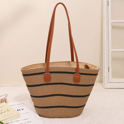 Tasca da spiaggia di paglia Raffia fatta a mano per unisex Summer Bucket Tote Style Basket
