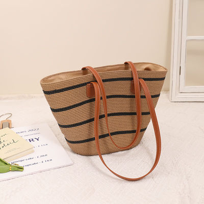 Tasca da spiaggia di paglia Raffia fatta a mano per unisex Summer Bucket Tote Style Basket