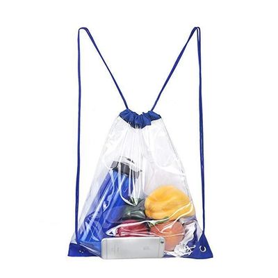 Stampato su misura impermeabile trasparente PVC chiaro zaino a corda sacchetto per regali