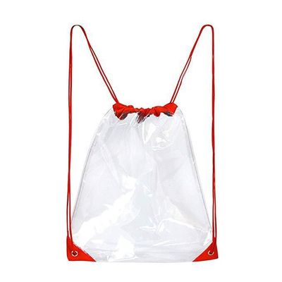 Stampato su misura impermeabile trasparente PVC chiaro zaino a corda sacchetto per regali