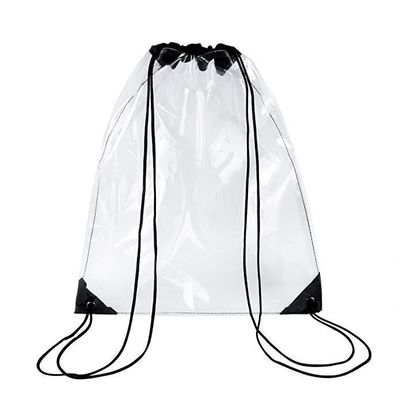 Stampato su misura impermeabile trasparente PVC chiaro zaino a corda sacchetto per regali