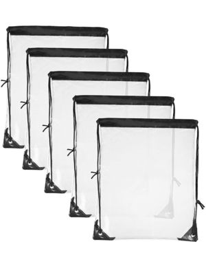 Stampato su misura impermeabile trasparente PVC chiaro zaino a corda sacchetto per regali