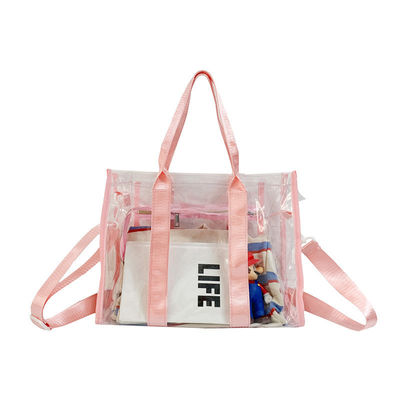 Borsa da spiaggia in PVC impermeabile estiva riutilizzabile e trasparente per donne ragazze