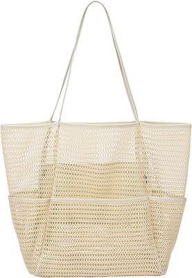 Borsa da spiaggia a maglia riutilizzabile Borsa da spalla di grande capacità personalizzata per viaggi all'aperto per donne