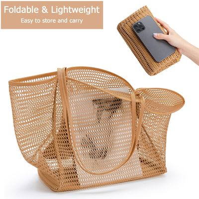 Custom Large Personalized Beach Mesh Tote Bag Handled Style per una giornata divertente in spiaggia