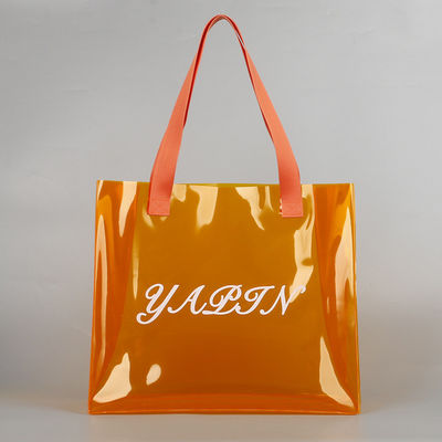 Borsa di plastica in PVC trasparente e colorata con stampa di logo su schermo di seta ecocompatibile
