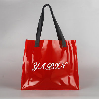 Stampa a schermo di seta Logo personalizzato Sacchetto da shopping Sacchetto trasparente in PVC con materiale di tela