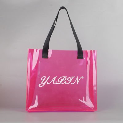 Stampa a schermo di seta Logo personalizzato Sacchetto da shopping Sacchetto trasparente in PVC con materiale di tela