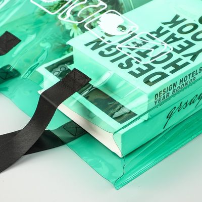 Medio taglio Logo personalizzato trasparente trasparente impermeabile PVC sacchetto