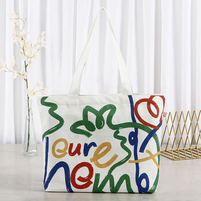 Borsa da shopping stampata su tela di cotone con logo e modello di lettere