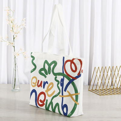 Borsa da shopping stampata su tela di cotone con logo e modello di lettere