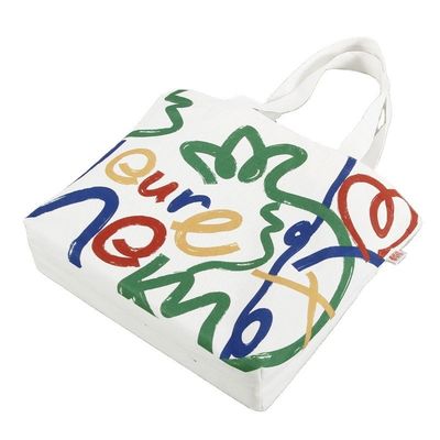 Borsa da shopping stampata su tela di cotone con logo e modello di lettere