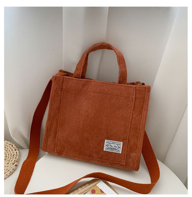 Fashion Crossbody Corduroy Tote Bag con cintura regolabile con logo personalizzato