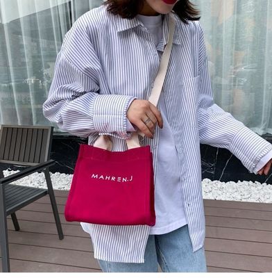 Colore personalizzato Piccola donna di cotone Canvas Shopping Tote Bag con logo stampato su misura