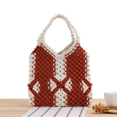 Borsa da spiaggia di paglia estiva in poliestere per donne Borsa a maglia a mano tessuta in boemia