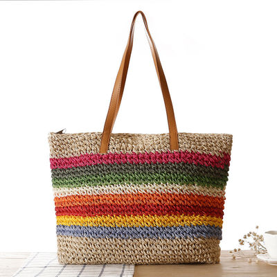 Materiale principale Paglia 2022 Moda Donna Beach Tote Bag Con Colore Personalizzato