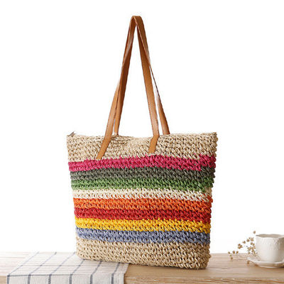 Materiale principale Paglia 2022 Moda Donna Beach Tote Bag Con Colore Personalizzato