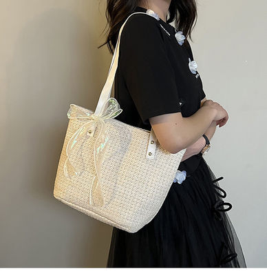 2022 Fashion Lady Handbag Chiusura Zipper Grande Capacità Striped Straw Beach Tote Bag