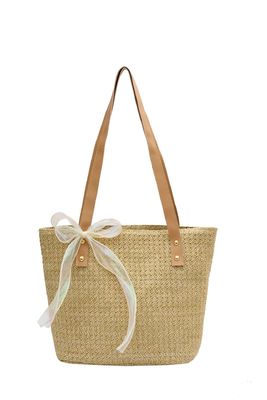 2022 Fashion Lady Handbag Chiusura Zipper Grande Capacità Striped Straw Beach Tote Bag