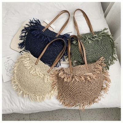 Acceptabile OEM/ODM Summer semicircolare con frange di paglia per la spiaggia artigianale