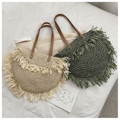Acceptabile OEM/ODM Summer semicircolare con frange di paglia per la spiaggia artigianale