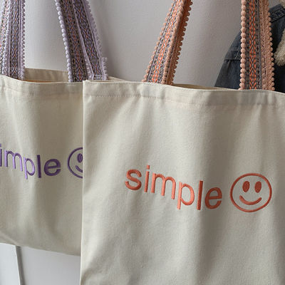 Borsa da bagno ecologica stampata su misura Borsa da shopping in tela riutilizzabile in cotone con modello di lettere