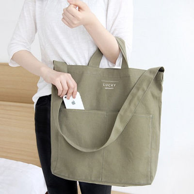 Medium Size Fashionable Reusable Canvas Cotton Tote Bags per lo shopping eco-friendly