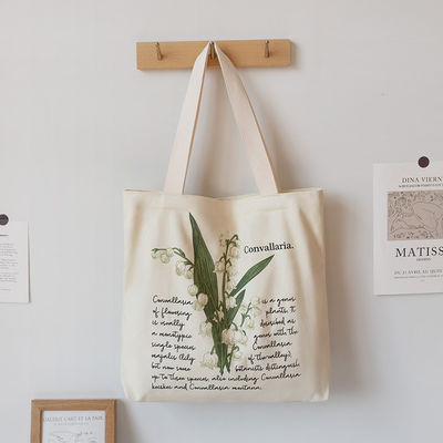 Borsa da shopping in cotone riutilizzabile di medie dimensioni, ecologica e con modello di lettere