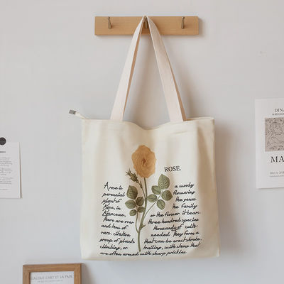 Borsa da shopping in cotone riutilizzabile di medie dimensioni, ecologica e con modello di lettere