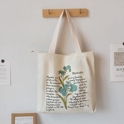 Borsa da shopping in cotone riutilizzabile di medie dimensioni, ecologica e con modello di lettere