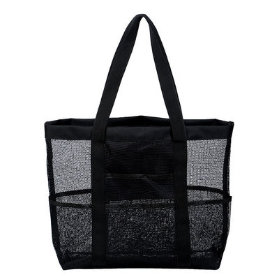 Logo personalizzato Black Shell Collection Large Nylon Portable Mesh Beach Tote Bag per donne