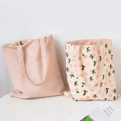Logo personalizzato Borsa pieghevole di cotone a tela di taglia media per la spesa alimentare