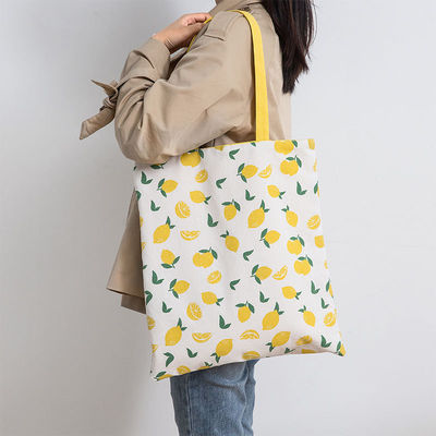 Logo personalizzato Borsa pieghevole di cotone a tela di taglia media per la spesa alimentare