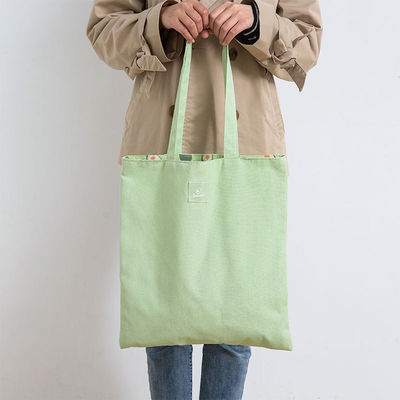 Logo personalizzato Borsa pieghevole di cotone a tela di taglia media per la spesa alimentare