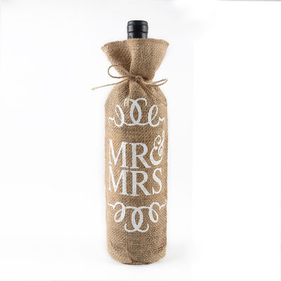 Coperture di bottiglie di vino di iuta con corde di tiro Borse regalo di vino riutilizzabili in colore personalizzato