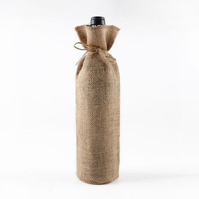Coperture di bottiglie di vino di iuta con corde di tiro Borse regalo di vino riutilizzabili in colore personalizzato