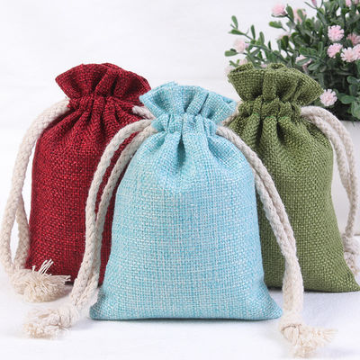 Eco-compatibile Logo personalizzato Borsa di lino stampata Borsa regalo a corda