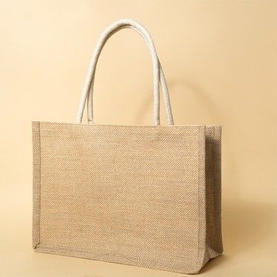 Sacchetti di giuta ecologici con logo stampato personalizzato e maniglie in pelle