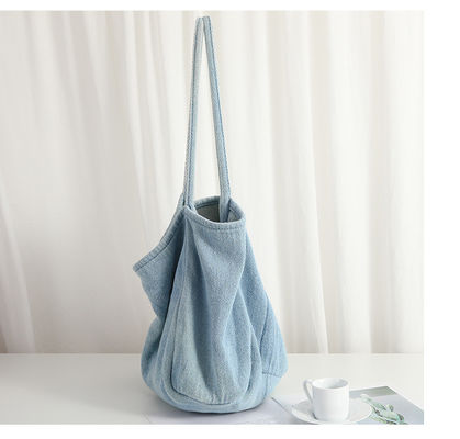 Borsa da shopping leggera in denim eco-friendly cosmetica con disegno animato
