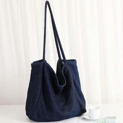 Borsa da shopping leggera in denim eco-friendly cosmetica con disegno animato