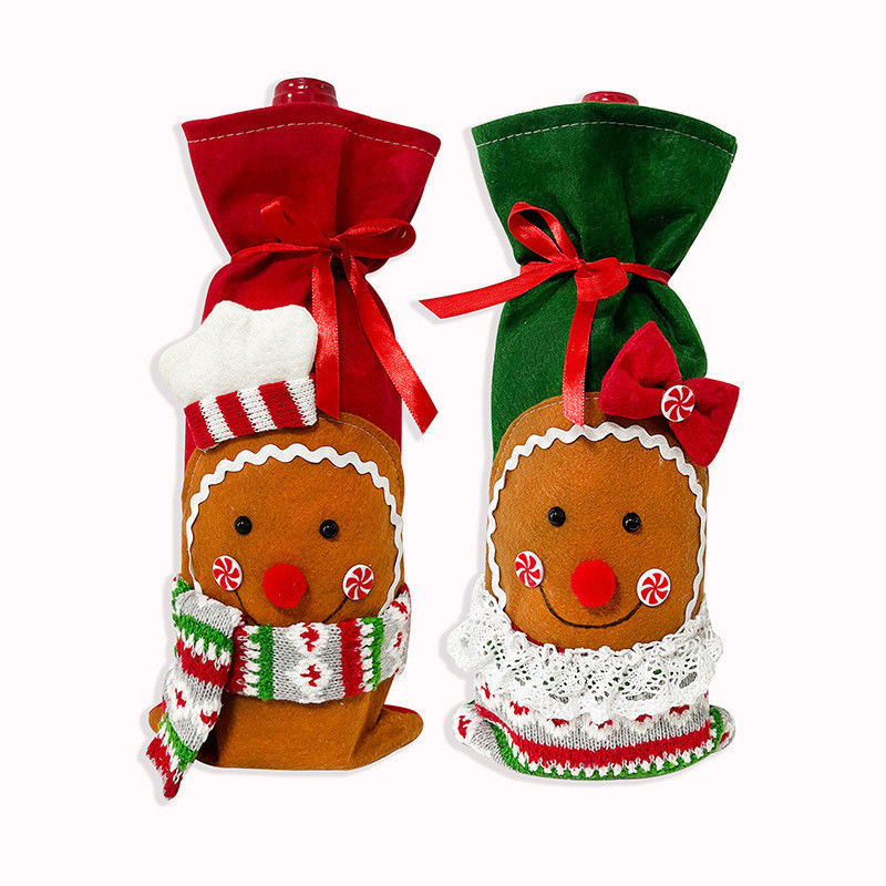 Copertina di bottiglia di vino di Natale Borsa uomo di neve Babbo Natale Copertina di bottiglia di champagne Manica Buon Anno di Natale Decorazioni da tavolo