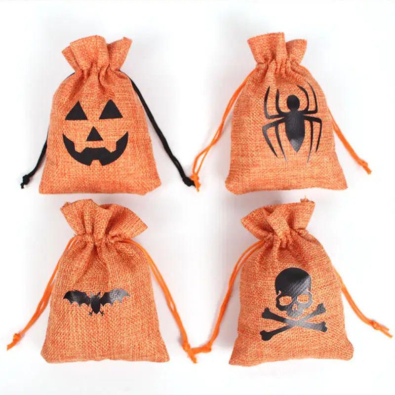 Acquisti Borsa regalo di zucca 9*12cm Festival d'arancia Halloween Stringa di tiro Materiale di grembiule