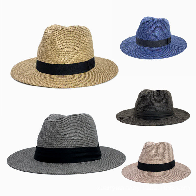 Cappello da spiaggia di protezione solare Panama Materiale di paglia Dimensioni per adulti 56-58cm Ideale per uomini e donne